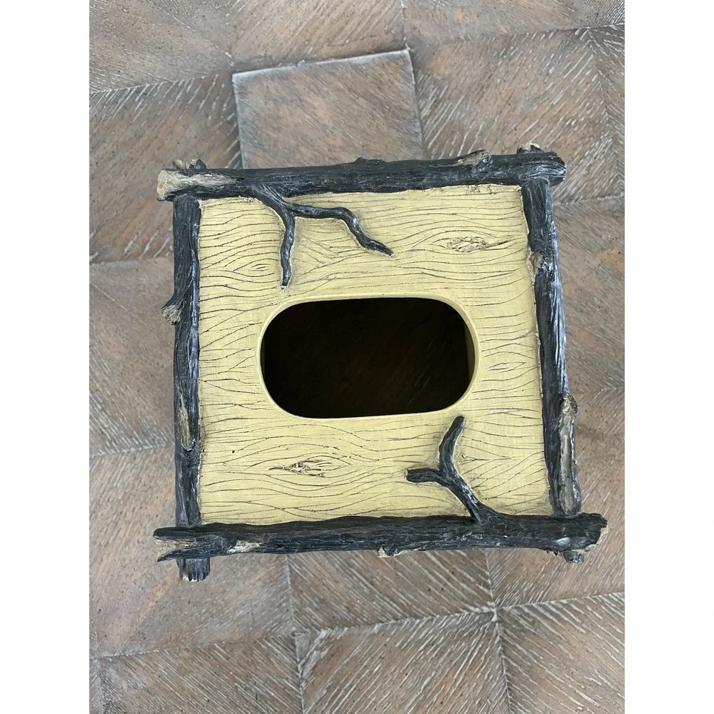Saranac Lodge Cabin Vanity Wilderness Tissue Cube Cover Heavy Resin